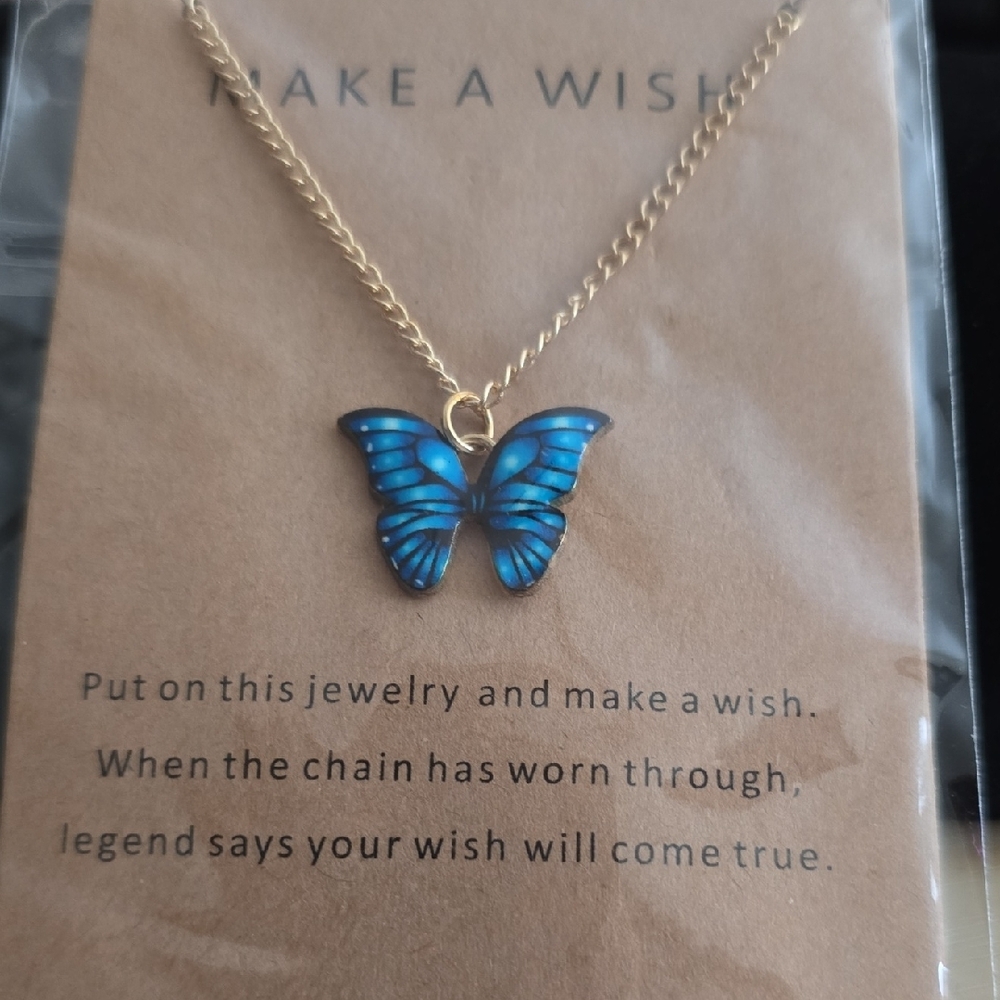 Blue Butterfly Pendant Necklace